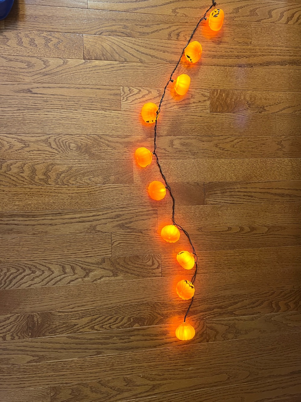 Vintage String of Halloween Blow Mold Pumpkin Lights ABOUT 6 FT 10 Lights WORKS